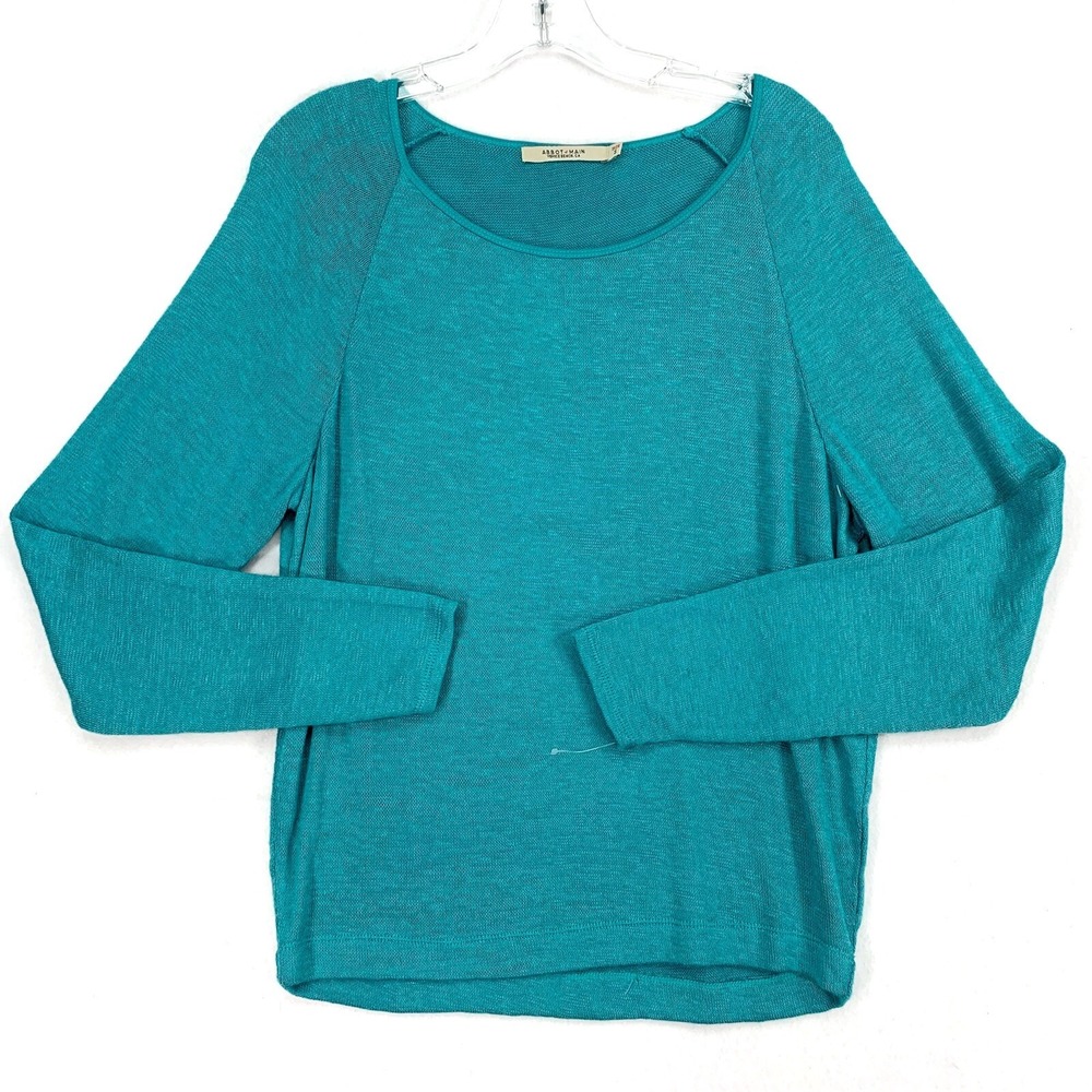 Abbot‎ Main NWOT Raglan Sleeve Sweater Size Small Fine Knit Turquoise Round Neck